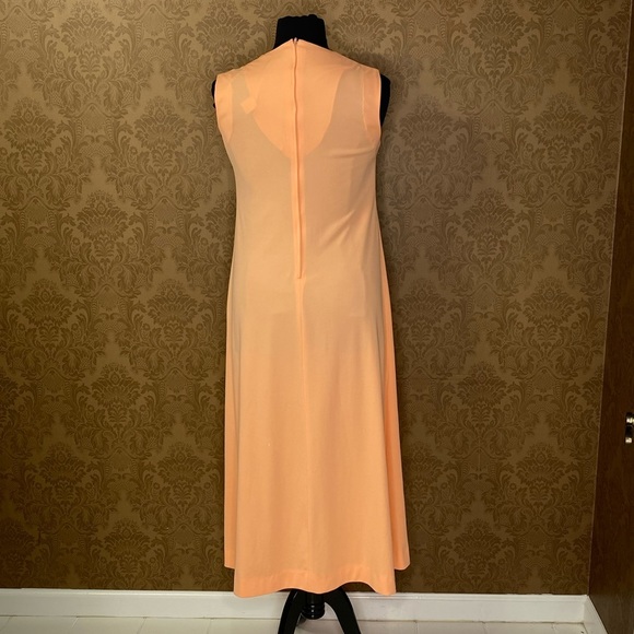 Vintage 70s Grecian Peach Union Label Maxi Hostess Dress - Picture 5 of 11